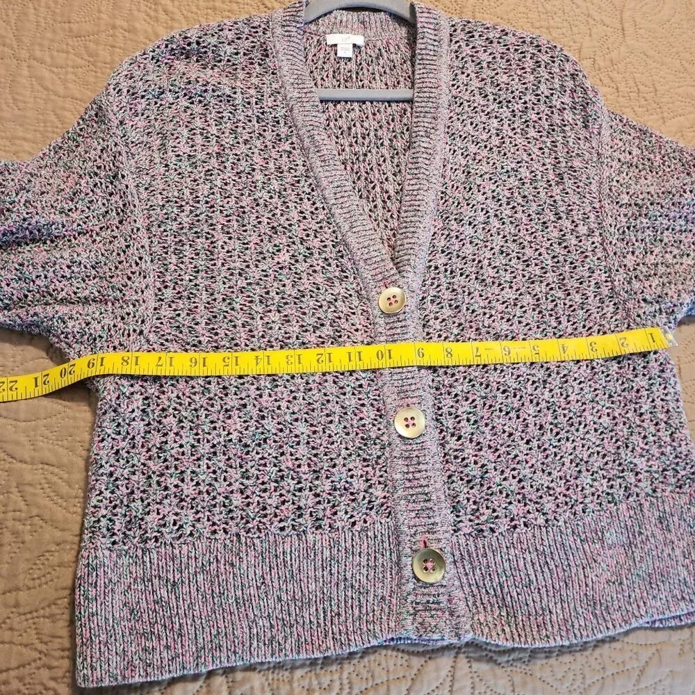 J.Jill button front cardigan sz S women Boho Marled Open Knit